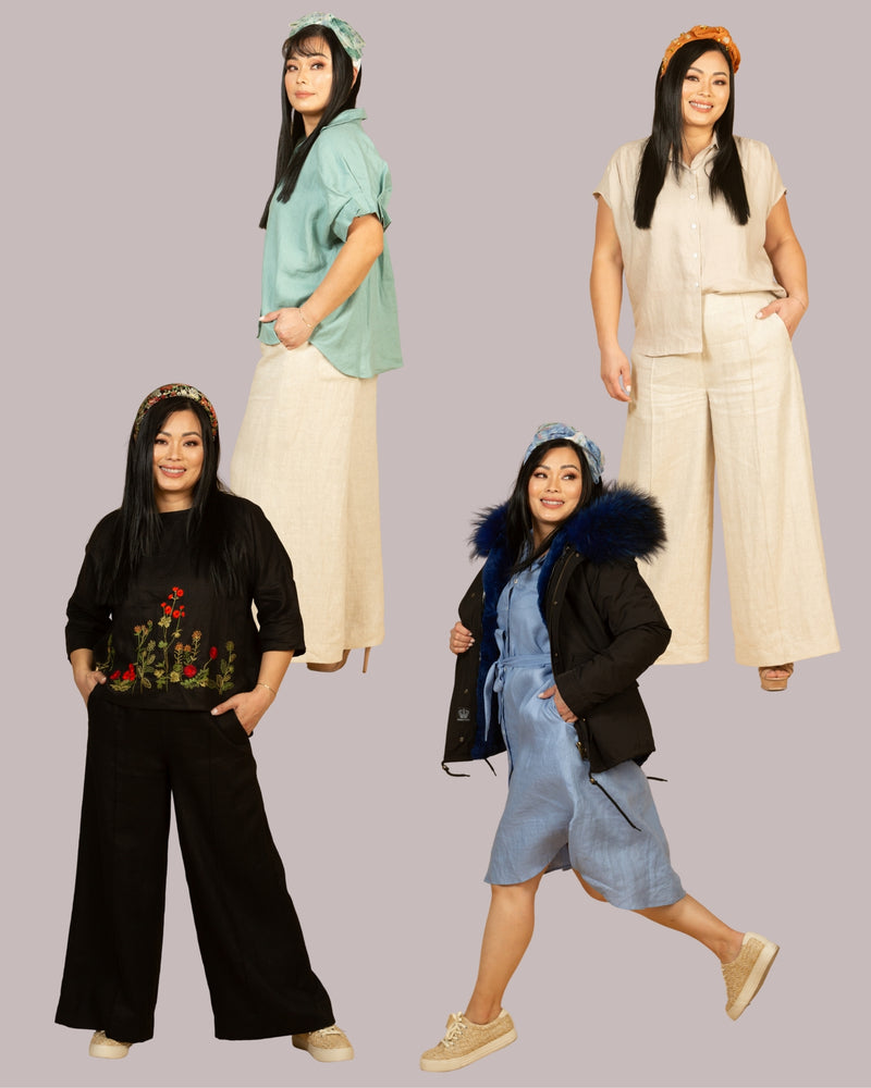 Kingdom Heirs Linen Collection is ready to wear garments with living fabrics available for purchase in San Jose at Nancy Vuu Atelier.