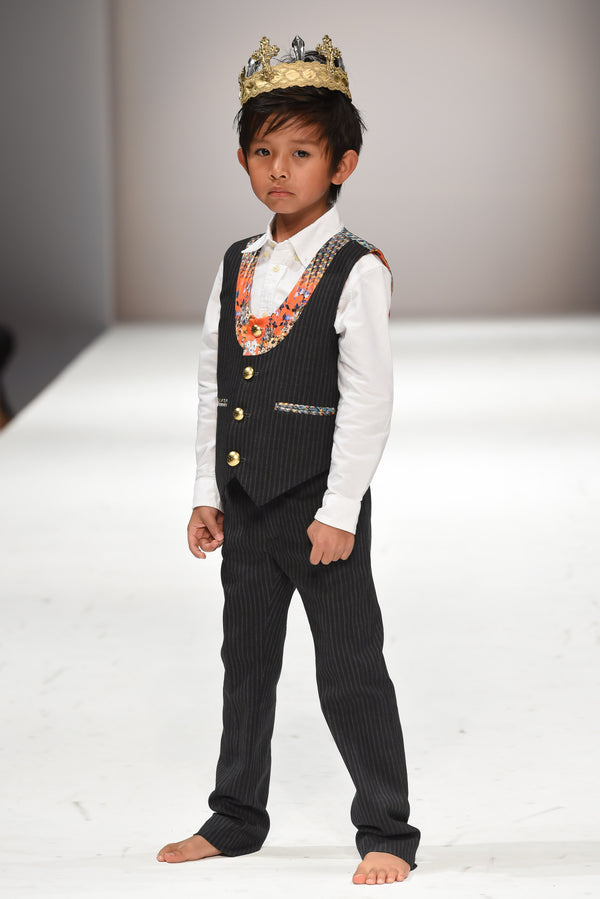 Silk Floral Bib 2 piece Vest & Pant