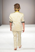 Silk cream floral 3 piece suit