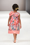 Royal Pink - Big shoulder bow floral dress