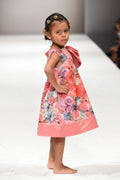 Royal Pink - Big shoulder bow floral dress