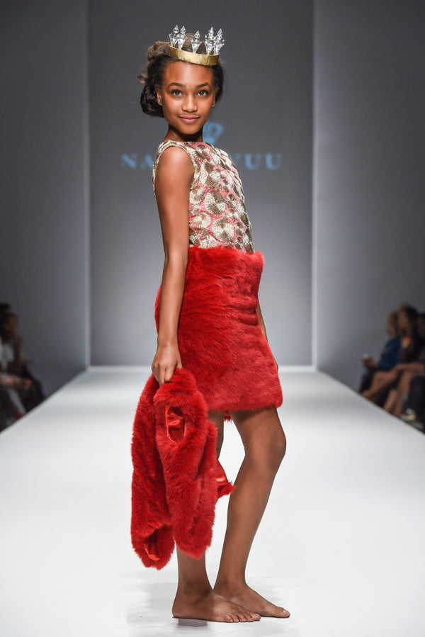 Royal Red Faux Fur Dress